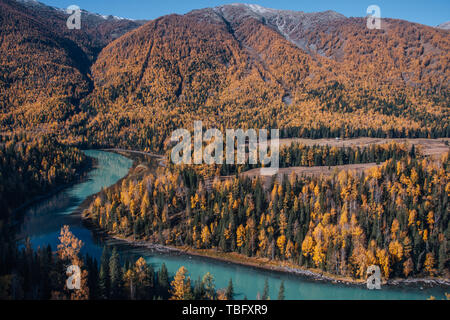 Natural Scenery of Kanas Lake, Xinjiang Stock Photo