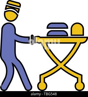 Waiter serving food on the hotel - vector Stock Vector