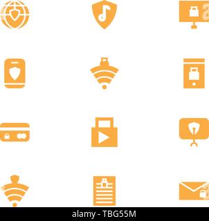 Security Sign Icons set - Business data protection technology and network security icons set Stock Vector