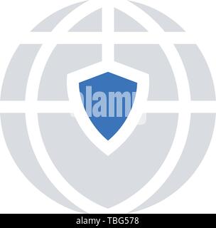 Global security icon - Protection world sign Stock Vector