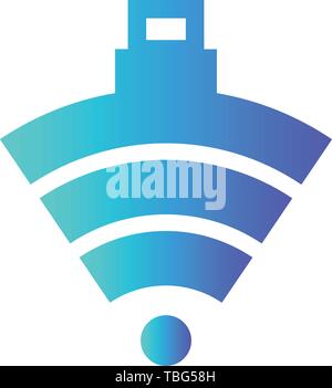 Wireless security icon - Protection wireless sign - Wifi lock Stock Vector