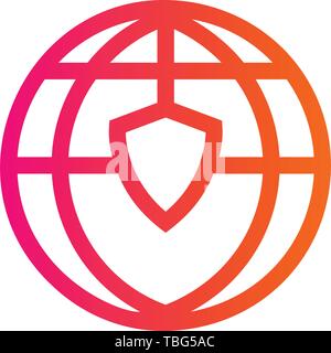 Global security icon - Protection world sign Stock Vector