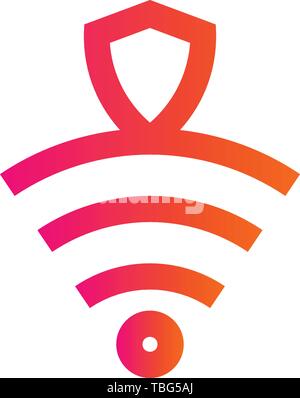 Wireless security icon - Protection wireless sign - Wifi lock Stock Vector