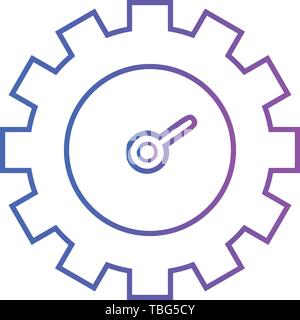Clock gear vector icon - watch flat design Stock Vector