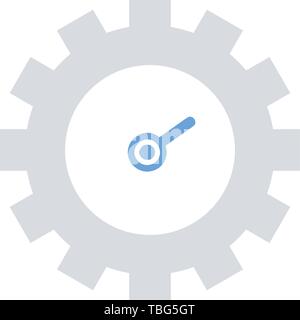 Clock gear vector icon - watch flat design Stock Vector