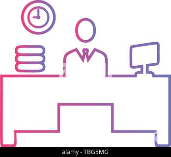 Businessman entrepreneur in a suit working at his office desk - Businessman office Stock Vector