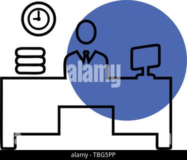Businessman entrepreneur in a suit working at his office desk - Businessman office Stock Vector