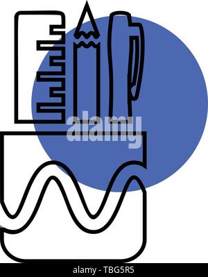 Office pen holder box icon vector - Pen holder box sign Stock Vector