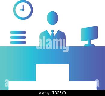Businessman entrepreneur in a suit working at his office desk - Businessman office Stock Vector