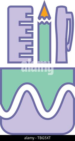 Office pen holder box icon vector - Pen holder box sign Stock Vector