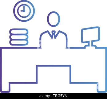 Businessman entrepreneur in a suit working at his office desk - Businessman office Stock Vector