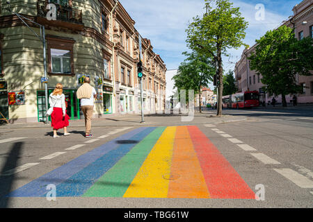 Vilnius, Lithuania. May 2019.   'Rainbow Passage' on Pylimo Street, it is a project of the National LGBT Rights Organization