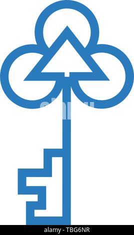 House key sign icon vector blue - line art key house sign Stock Vector