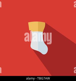 Christmas flat icon sock illustration - vector Stock Vector