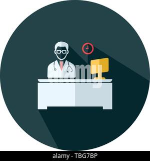 Doctor working time icon - Flat vector sign Stock Vector