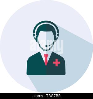 Medical call center icon - health support sign - Flat vector Stock Vector