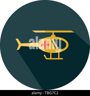Medical Emergency Helicopter Support icon - Flat vector sign Stock Vector