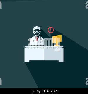 Doctor working time icon - Flat vector sign Stock Vector