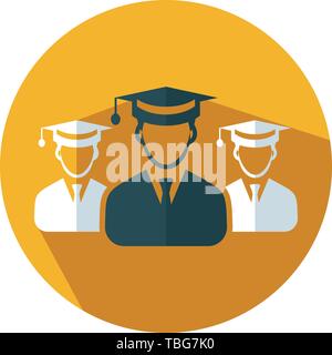 Graduate Student Team Icon - The male symbol with cap - Flat illustration Stock Vector