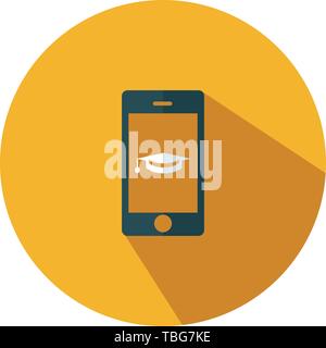 Mobile with graduation cap icon - vector flat design Stock Vector