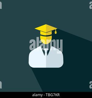 Graduation man icon in trendy style - vector flat sign Stock Vector