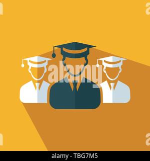 Graduate Student Team Icon - The male symbol with cap - Flat illustration Stock Vector