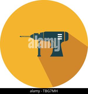 Drill machine icon - flat vector illustration Stock Vector