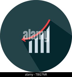 Down graphic of business stats icon vector - Flat illustration Stock Vector