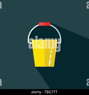 Garden water bucket sign icon vector - flat water bucket Stock Vector
