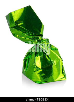 One Single colorful candy close up isolated on white background Stock Photo