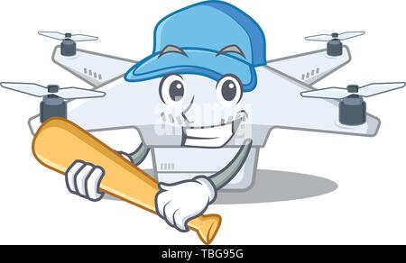 Playing baseball drone isolated with in the mascot Stock Vector