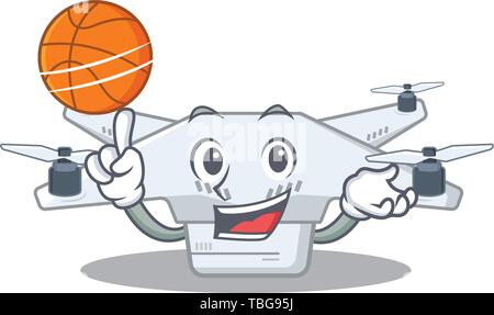 With basketball drone isolated with in the mascot Stock Vector