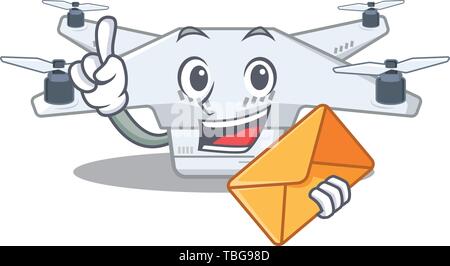 With envelope drone toy in cartoon school bag Stock Vector