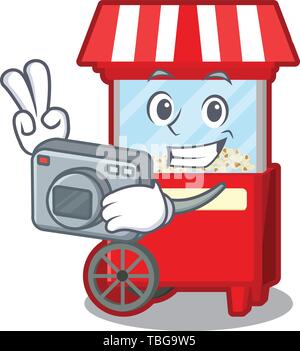 Photographer popcorn machine isolated in the mascot Stock Vector