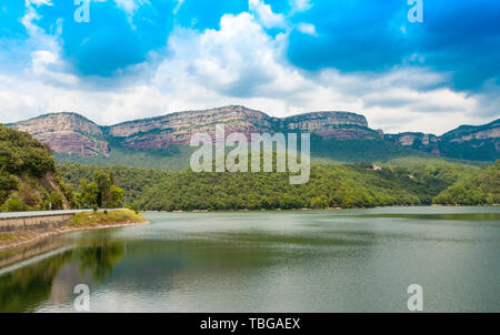 View from Sau reservoir, Vilanova de Sau, Catalonia, Spain Stock Photo