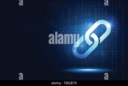 Blockchain technology fintech cryptocurrency block chain server abstract background. Link block contain cryptography hash and transaction data. New fu Stock Vector