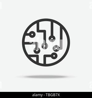 Circuit board icon vector. Thin line icon. Quantum technology and digital transformation concept. Stock Vector