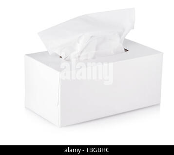 Opened  tissue box isolated on a white background Stock Photo