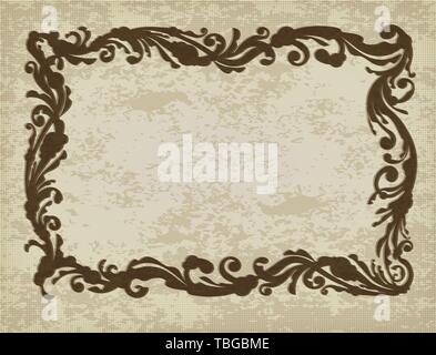 Old asymmetrical, unusual frame with blank space for text. Retro vintage greeting card, invitation or template for notes. Stock Vector