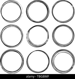 Set of six black round grunge vector templates for rubber stamps Stock ...