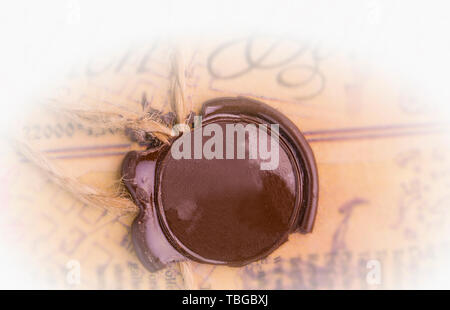 The antique wax seal on the old document Stock Photo