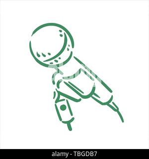 Vector hand drawn microphone sketch illustration on white background Stock Vector