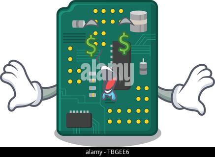 Money eye PCB circuit board in the cartoon Stock Vector