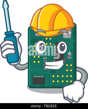 Automotive PCB circuit board in the cartoon Stock Vector