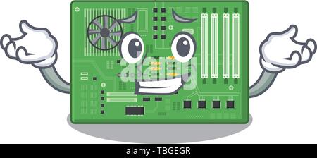 Grinning motherboard in the a cartoon shape Stock Vector
