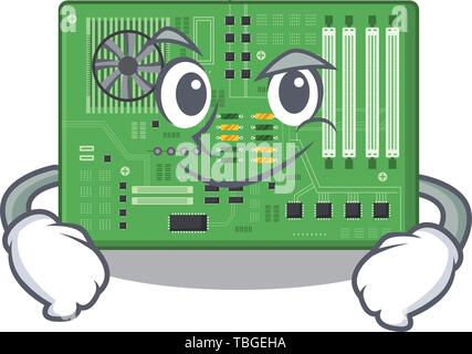 Smirking motherboard in the a cartoon shape Stock Vector