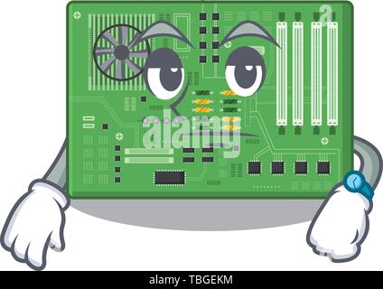 Waiting toy motherboard the in a mascot bag Stock Vector