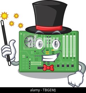 Magician toy motherboard the in a mascot bag Stock Vector