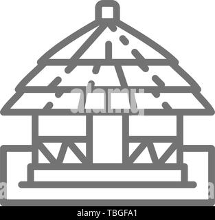 Vector african local traditional house line icon. Stock Vector