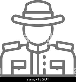 Vector royal Canadian Mounted Police line icon. Stock Vector